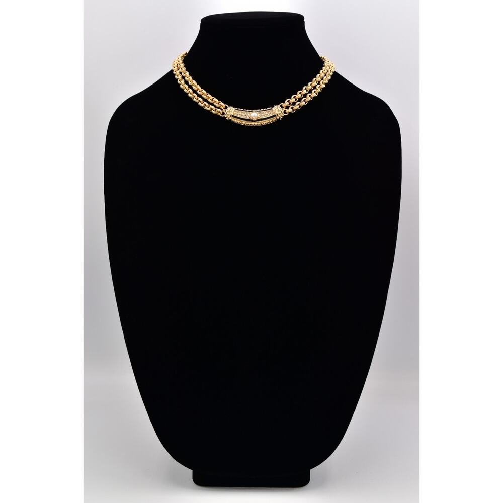 Authentic Dior Gold and Black Necklace with Pearl and Crystal Accents - Picture 3 of 12